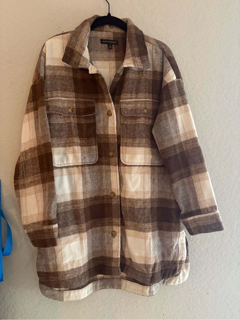Banana Republic Brown and Cream Plaid jacket medium